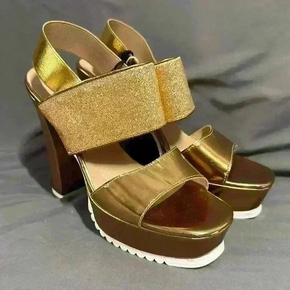 Shoes - PINKO Gold Heeled Sandal